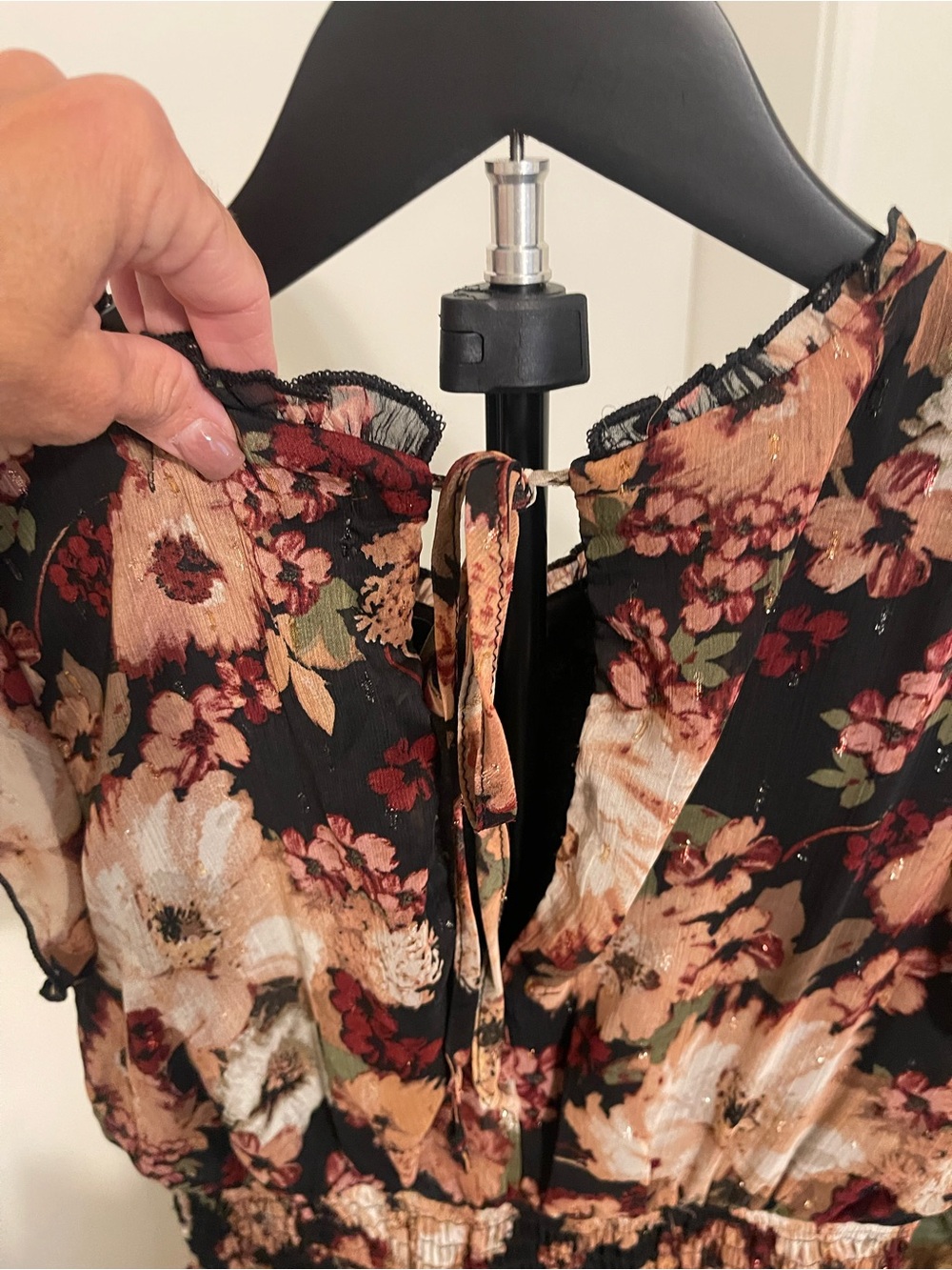 Trixxi Black Floral Ruffle Short Dress - Picture 4 of 4